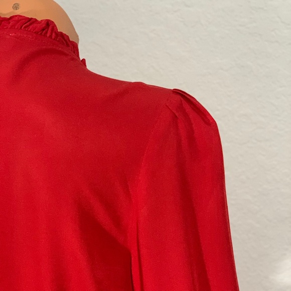 LOFT Red wrap top blouse shirt ruffle - Picture 10 of 13